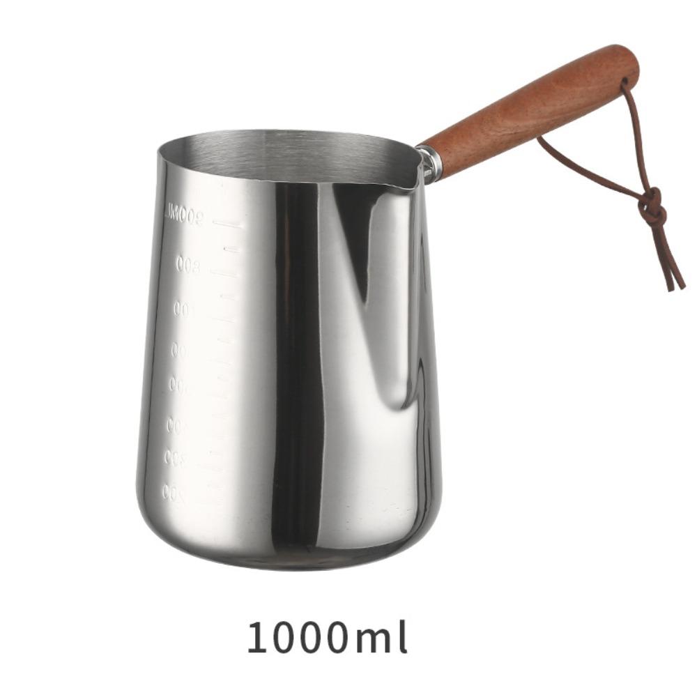 V Shaped Spout Turkish Coffee Pot Wood Handle Milk Saucepan Practical Butter Warmer Pot Cafe