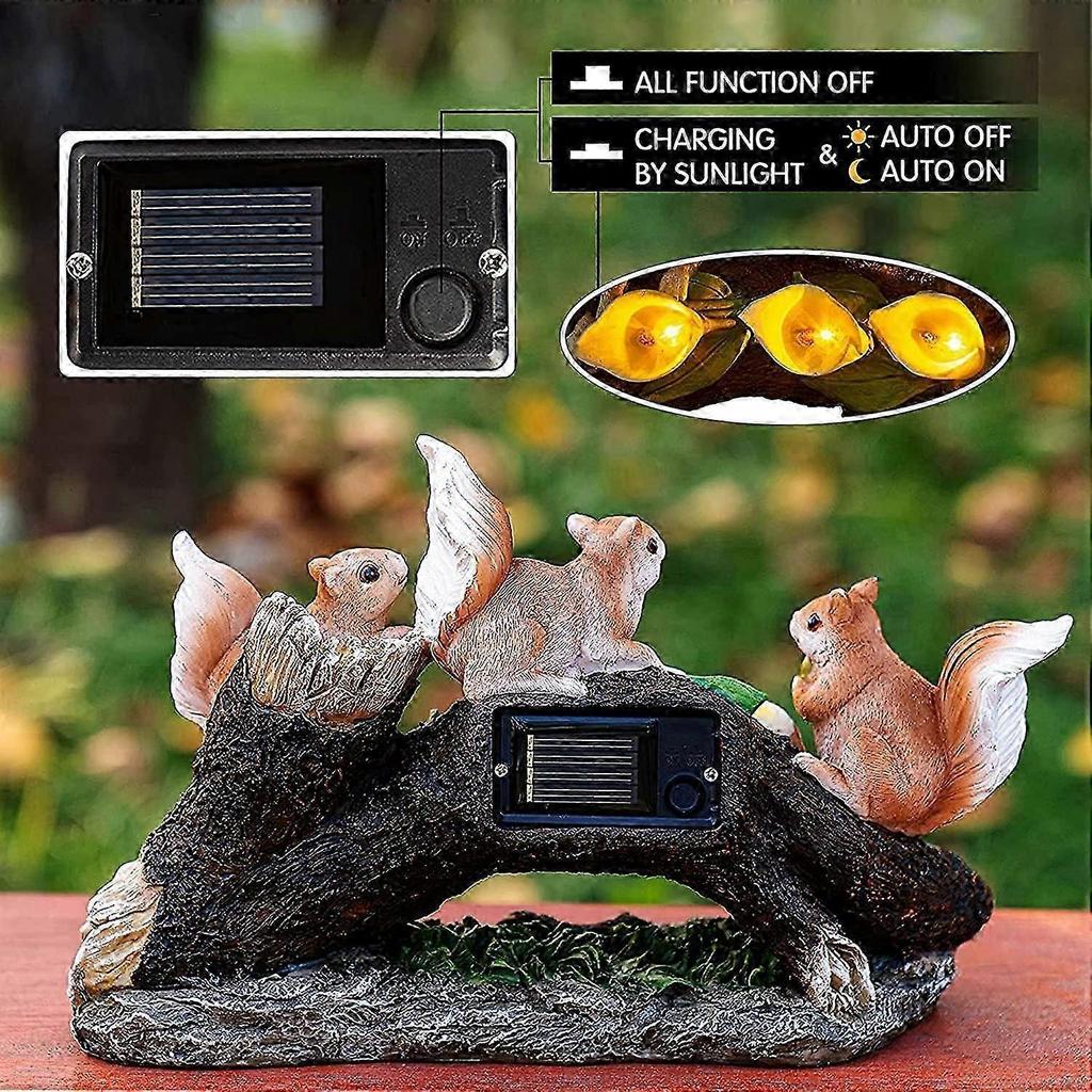 Garden Resin Squirrel Statue with LED Lights Waterproof Outdoor,[Energy Class A+]