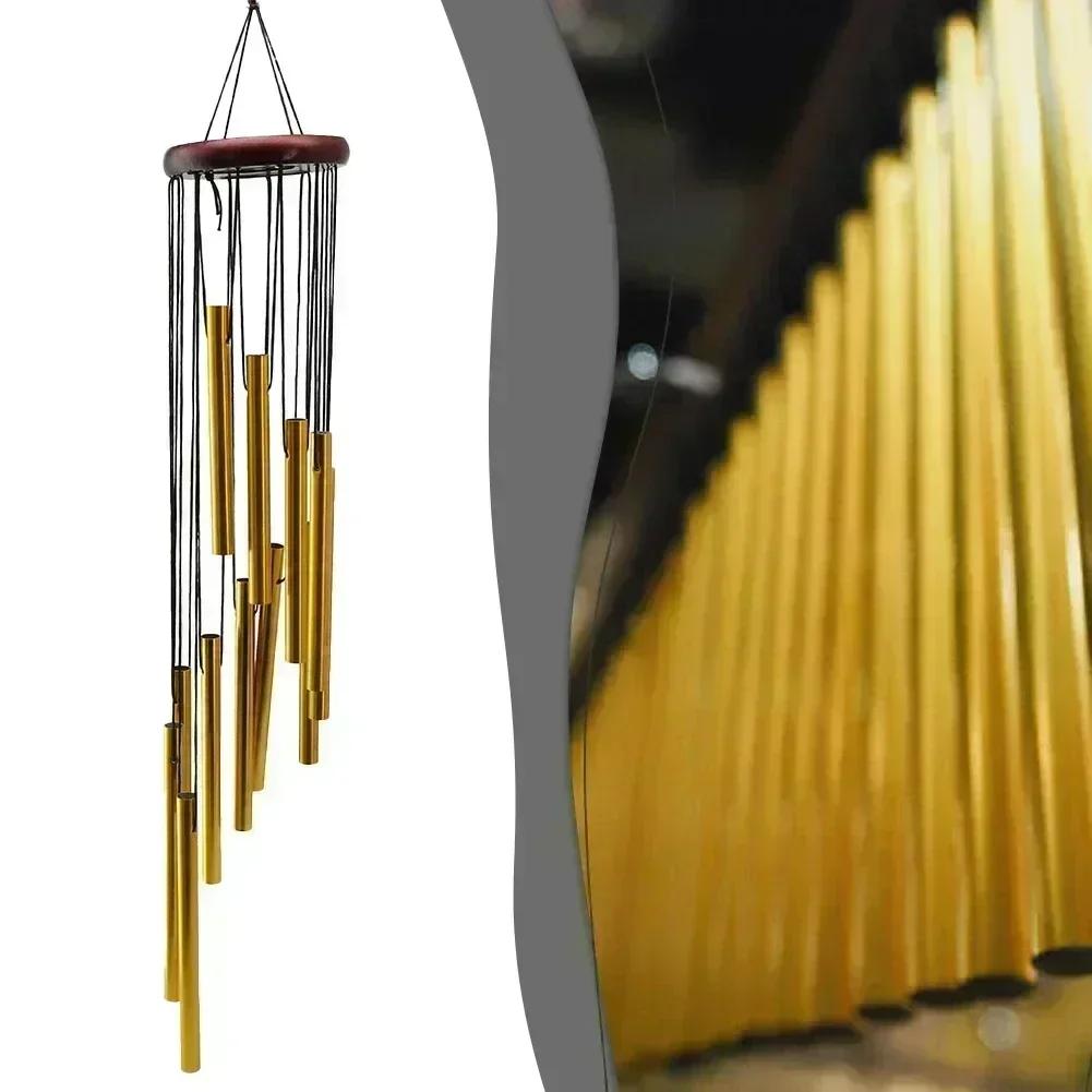 

1piece 12 Tubes Aluminum Alloy Wind Chimes With Hook Gold/silver Bells For Outside Home Wedding Party Memorial Decorations Gifts золотий