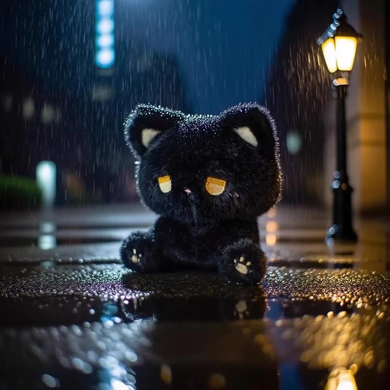 Cute Emo Cat Plush Doll Super Soft Stuffed Animal Kitten Toy Kawaii Sitting Plushies Home Decor Gift For Teen Girls Anime Fans