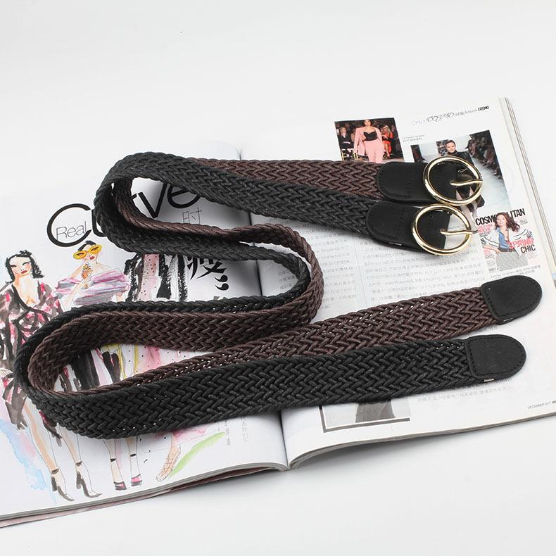 Circle Buckle Square Buckle Women'S Wax Rope Woven Belt Sweater Shirt Accessories
