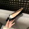 Pointed Rhinestone Bow Flat Shoes Women's High Heels Commuting