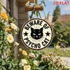 Beware Of Psycho Cat Vintage Aluminum Wall Sign 7.8 Round Rustic Metal Plaque Humorous Home Bar Garage Garden Decor Funny Gift