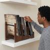 Large Capacity Vinyl Record Holder Brown Book Storage Rack Vintage CD Display Stand  CDs