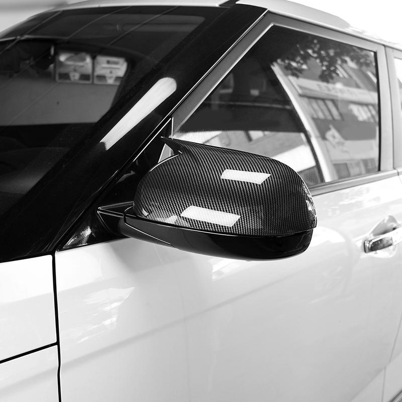 For Kia Soul -2025 Carbon Fiber Style Rear View Mirror Cover Horn Style ABS Rearview Mirror Shell LHD/RHD