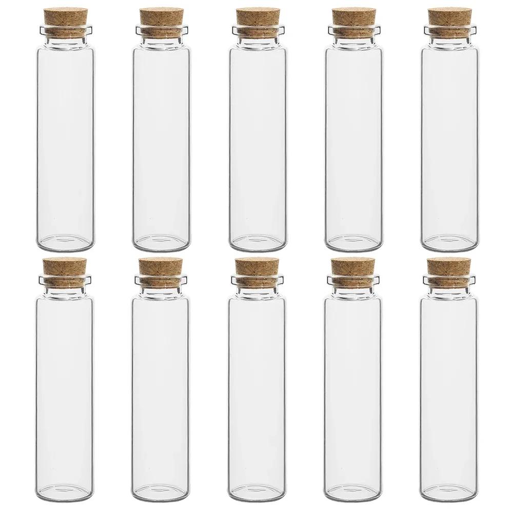 10Pcs Mini Clear Glass Bottles with Cork Stopper Wishing Drifting Bottles Wedding Party Decor DIY Craft Glass Spice Jars Vials