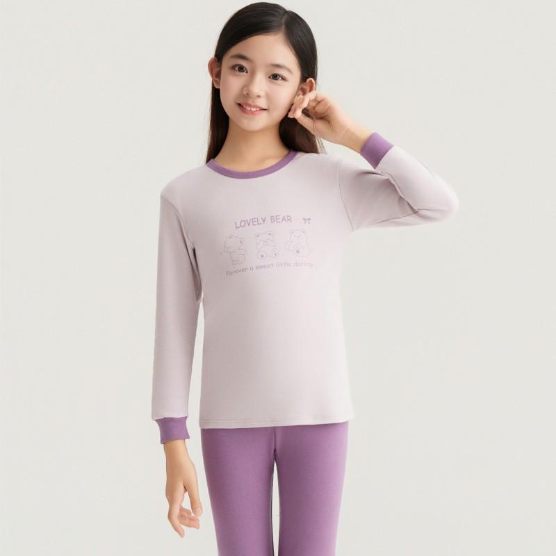 Kids Cotton Thermal Underwear Set Boys Girls Long Johns Pajamas Soft Base Layer 3-8 Years