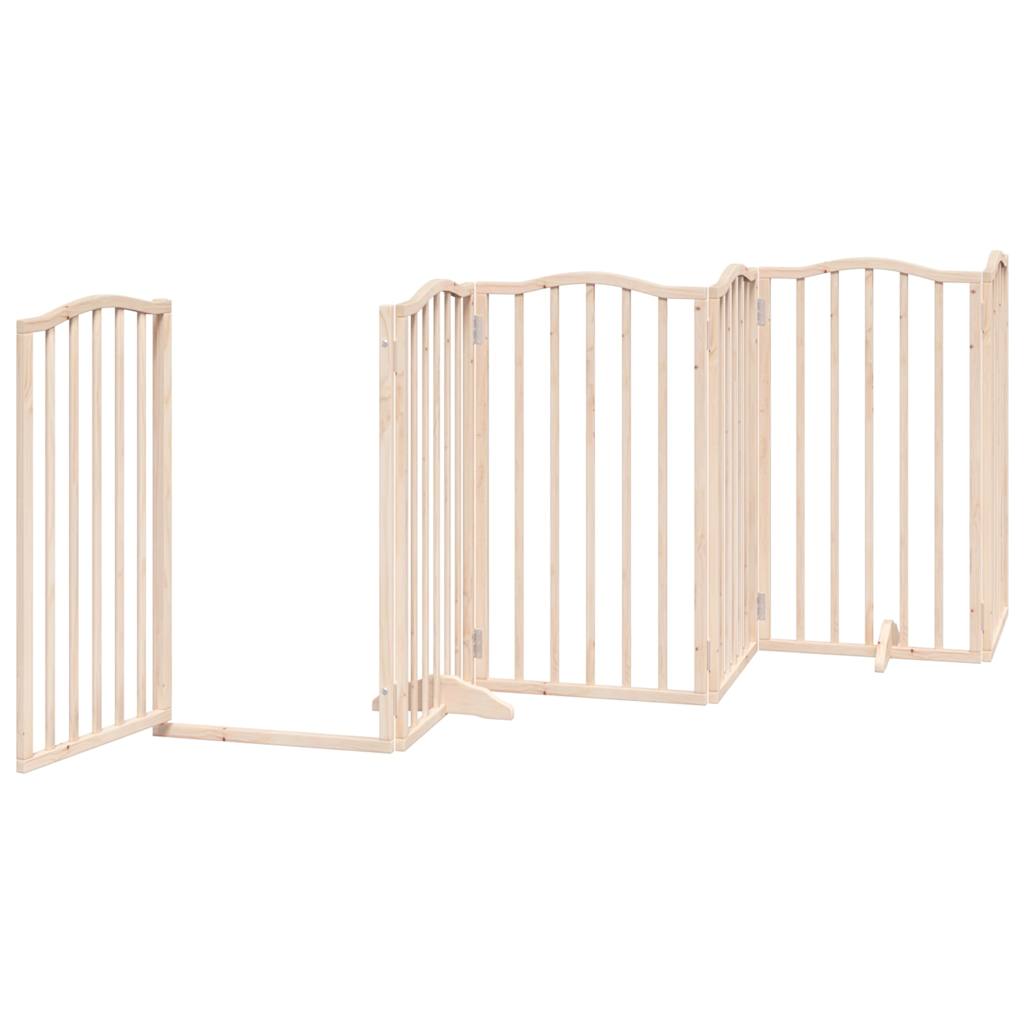 Foldable Dog Gate with Door 6 Panels 300 cm Poplar Wood
