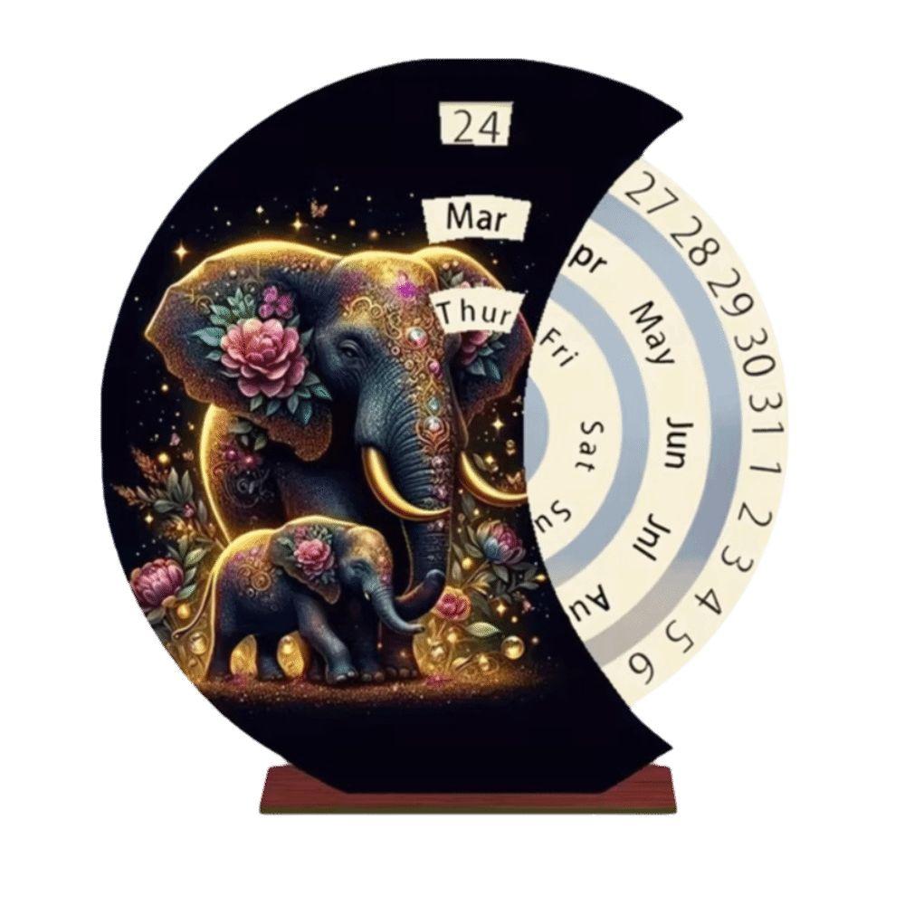 Wooden Material Perpetual Calendar Manual Rotating Manual Rotating Calendar  Home Decoration