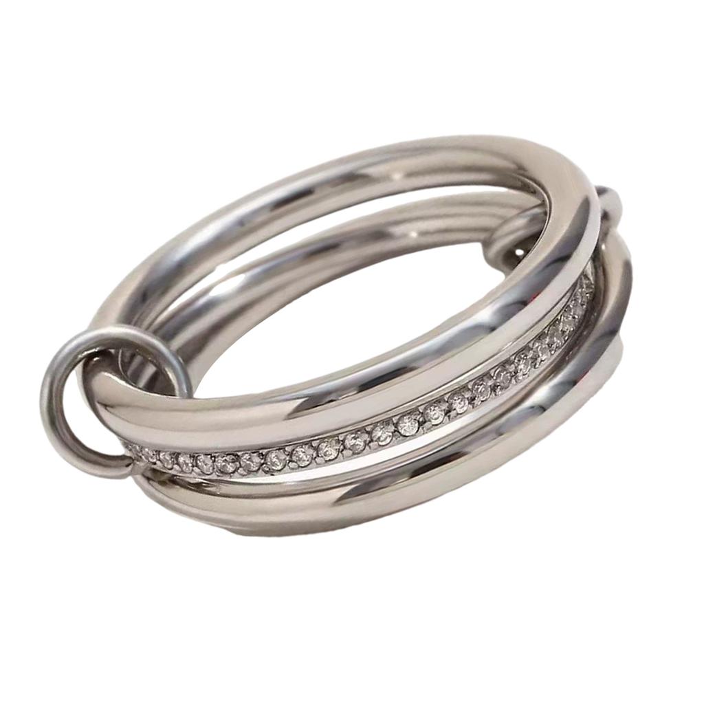 Elegant Cubic Zirconia Stackable Rings Accessory for Women Comfortable Titaniums Steel Jewelry In Silver Gold Tone