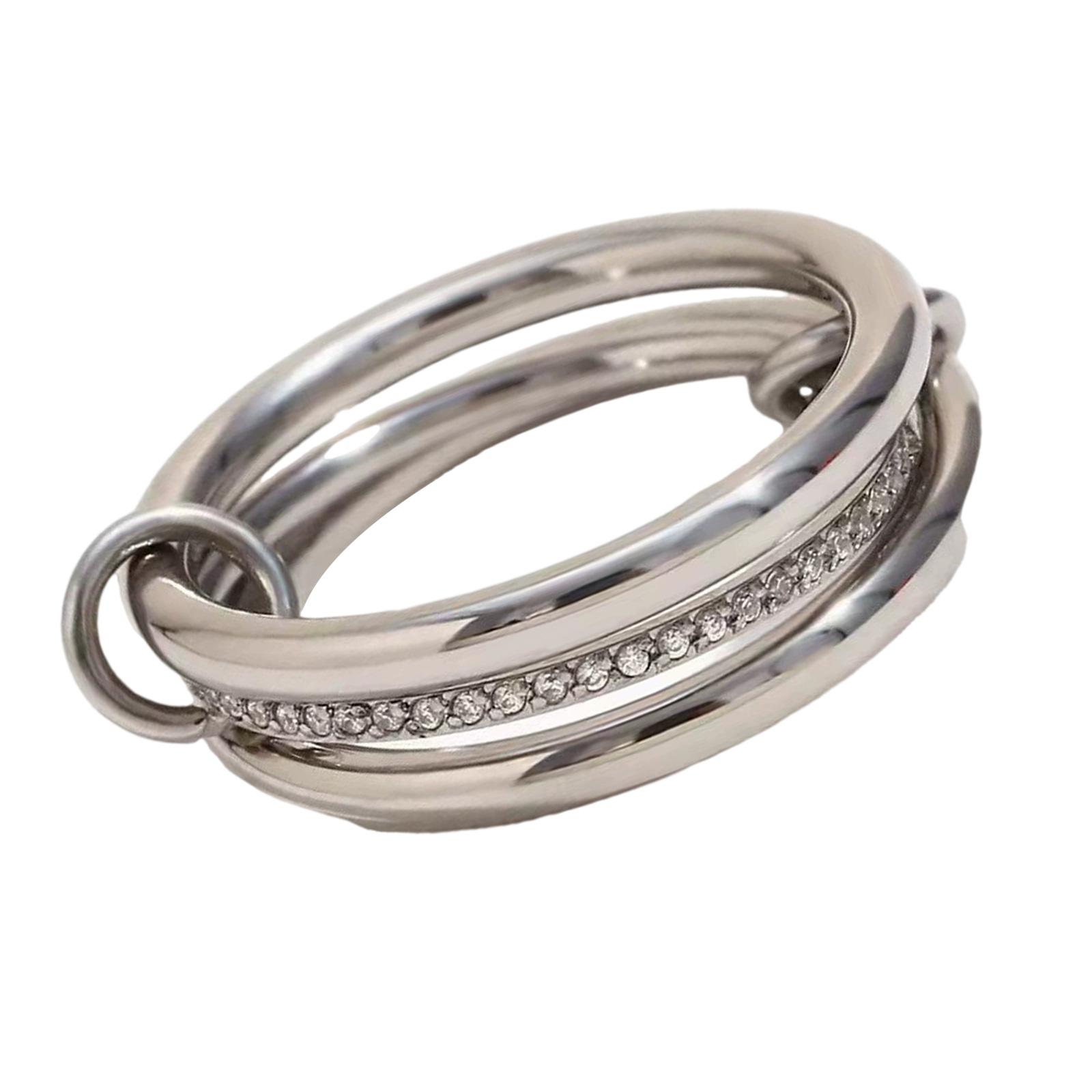 

Элегантные кольца-стеки из кубического циркония, аксессуар для женщин, удобные украшения из титановой стали, серебристого и золотистого тона 2