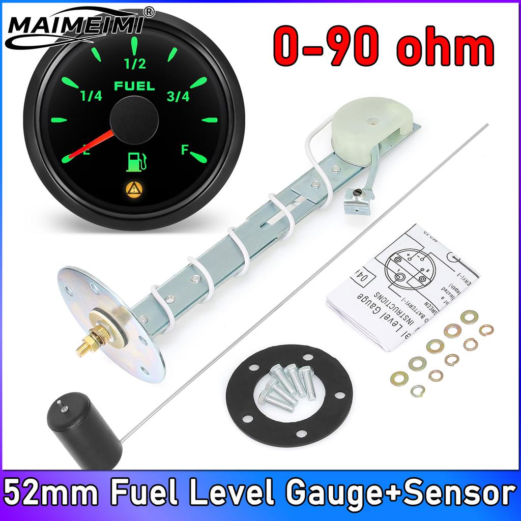 52mm Fuel Level Gauge With Alarm 7 Colors Backlight Pointer Oil Tank Meter 0-190Ohm For Auto Marine Boat Car 12V 24V Fuel Tank