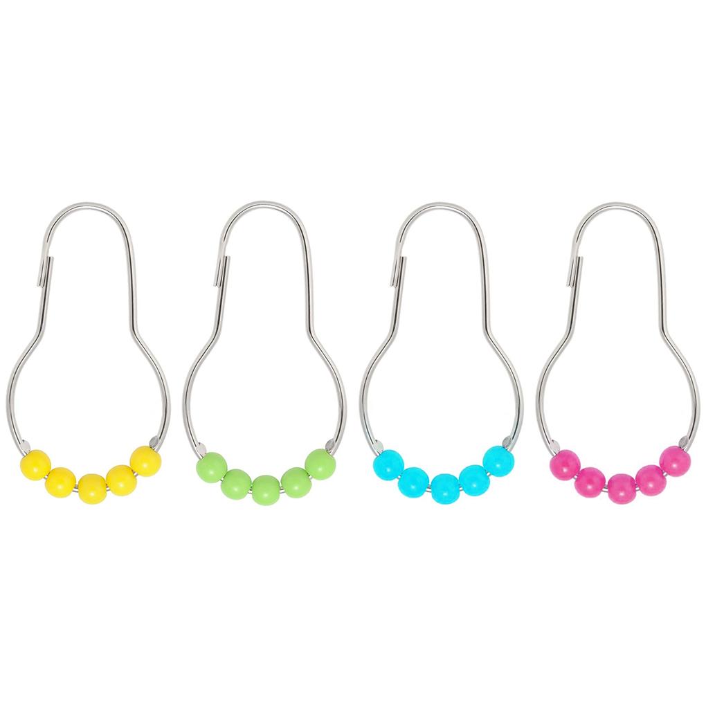 12pcs Shower Curtain Hooks Stainless Bath Curtain Rings Heavy Duty Drape Hooks