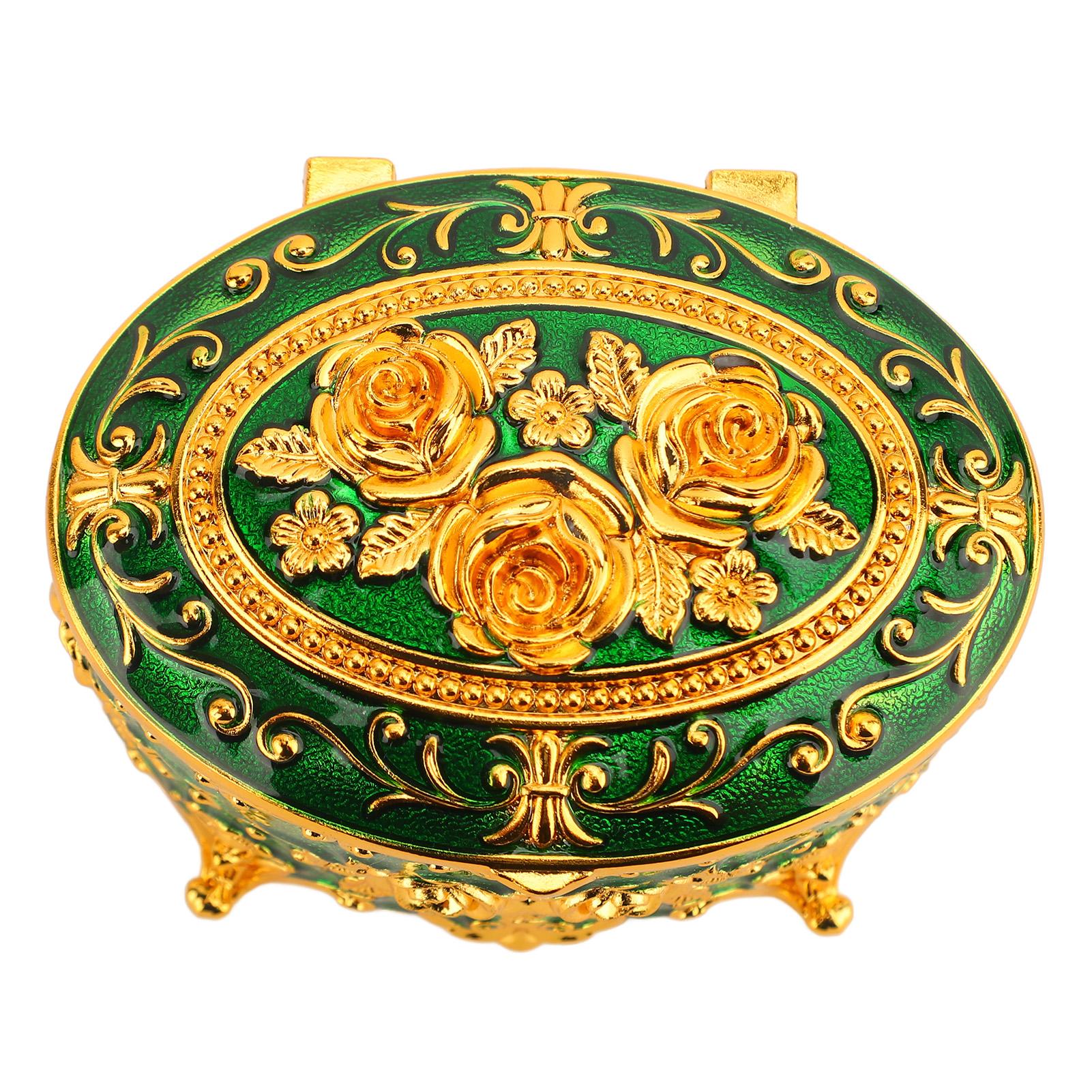 

Металлическая шкатулка для украшений, винтажная, из цинкового сплава, декоративная, простая в уходе, шкатулка для хранения ожерелья, сережек