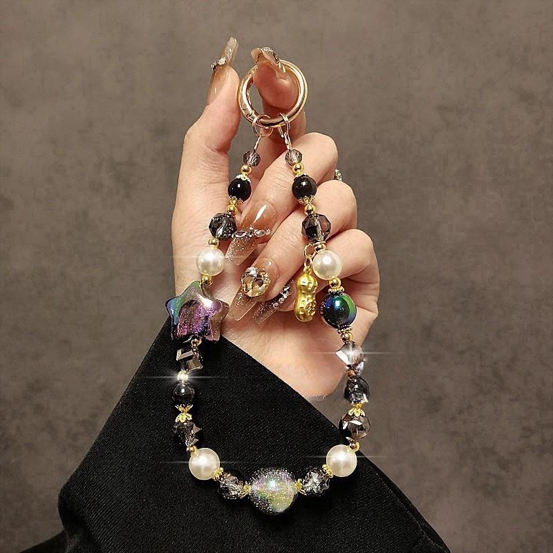 No Brand Phone Lanyard With Water Crystal Beads Pvc Material For Stylish Accessory
