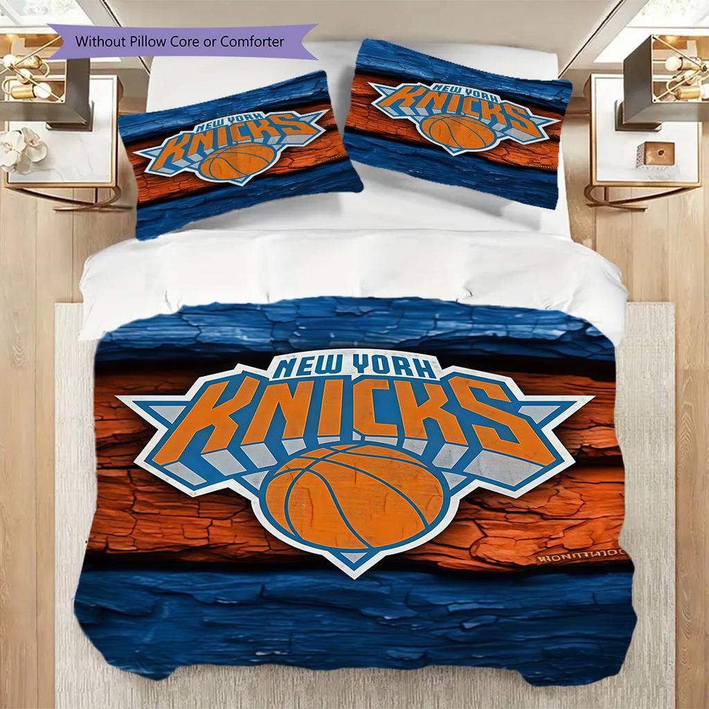 Set da tre pezzi con spirito da basket dei New York Knicks(1 * copripiumino + 2 * federa, senza nucleo)Set biancheria da letto Morbido e confortevole