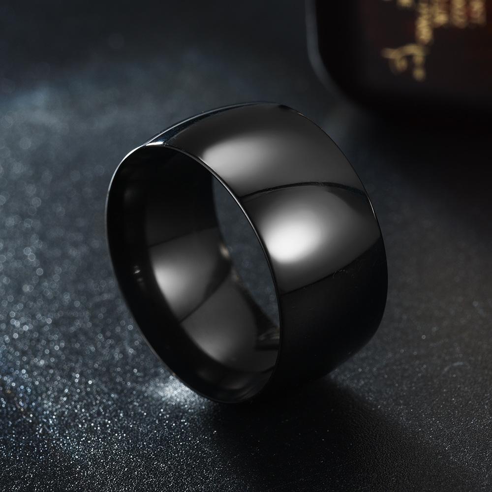 HNSP 12MM Wide Stainless Steel Smooth Ring For Men Punk Jewelry Finger Accessories Male