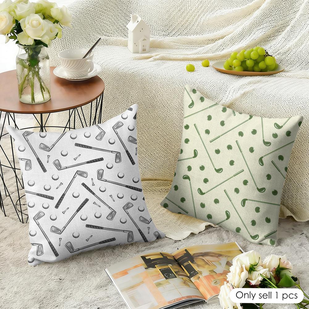 Funny Golf Cushion Cover Natural Linen Organic Fabric Double-Sided Printing Sofa Home Decor Gift Pillow Cover