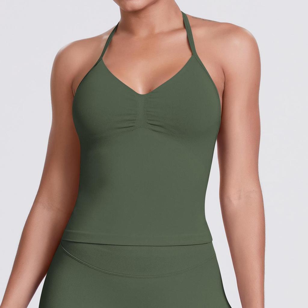 Seamless Solid Color Sexy Back Tank Top for Women - Yoga, Running, Fitness