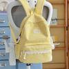 Cute Striped Backpack with Lace Trim, Lightweight School Bag for Women and Teens