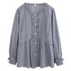 Plaid Plus Size Women's Long Sleeve Lace Round Neck Cardigan - Spring 2026