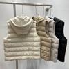 New Autumn and Winter European Light and Thin Short Removable Knitted Hat White Goose Down Vest Vest Down Jacket