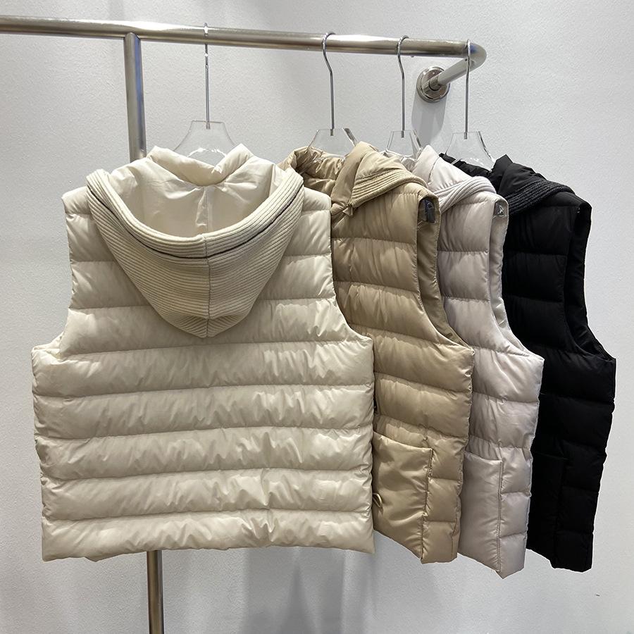 New Autumn and Winter European Light and Thin Short Removable Knitted Hat White Goose Down Vest Vest Down Jacket