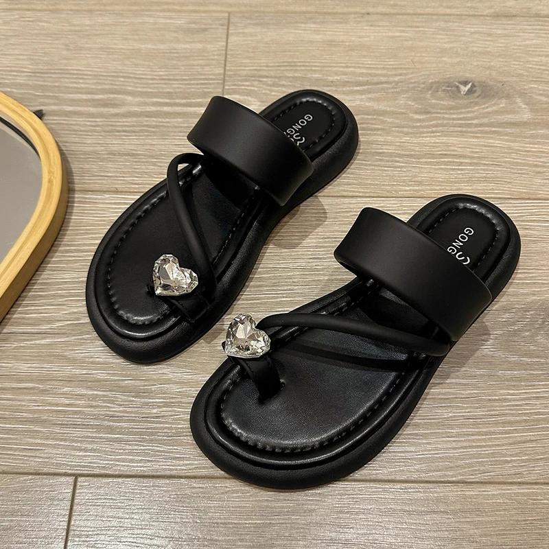 Summer Flat Toe Women's Slippers 2024 Love Decoration Dress with Suspender Women's Sexy Sandals Designer Sandals