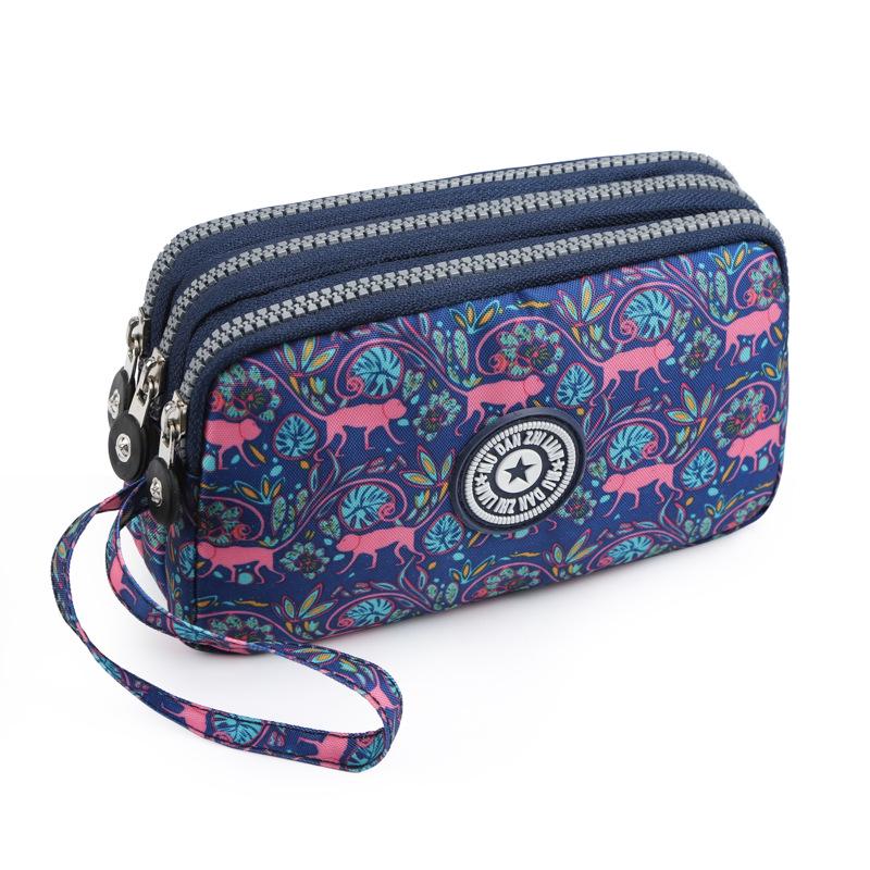 Waschbare Denim Damen Mehrfachfach-Clutch: Münz-, Make-up- und Handyaufbewahrung.