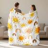 1pc Bohemian Sun Rainbow Plush Blanket - Soft Flannel Multi-Functional Bedspread for All Seasons, Cozy Sofa Shawl, Camping & Tra