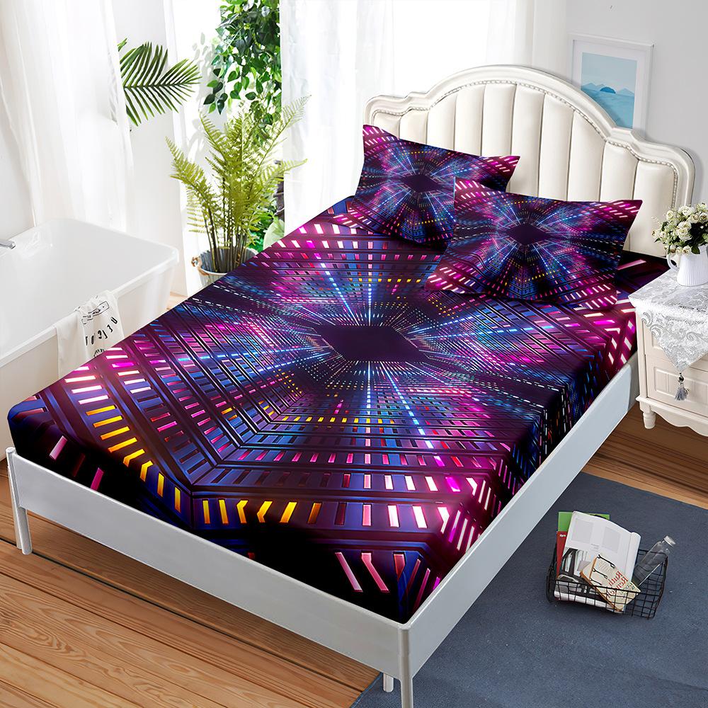 Three-Piece Mattress Set 3D Bedspread Digital Printing Pillowcase Mattress Protective Cover