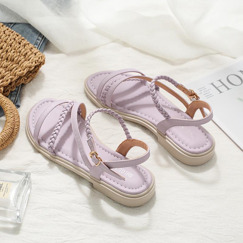 9030-30 Sandals Women's Flat Shoes Summer 2025 New Versatile Not Tired Women's Fairy Roman Shoes