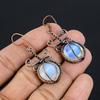 Milky Opal 999 Copper Wire Wrapped Earrings, Handmade Gemstone Earrings Jewelry, Gifts For Wife Brand New Earrings