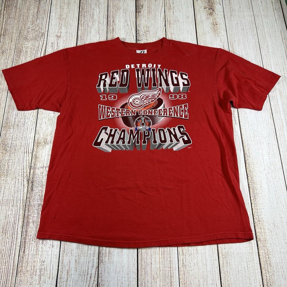 Vintage 1998 Conference Champions Detroit Red Wings Shirt Mens XL Unisex T-Shirt S