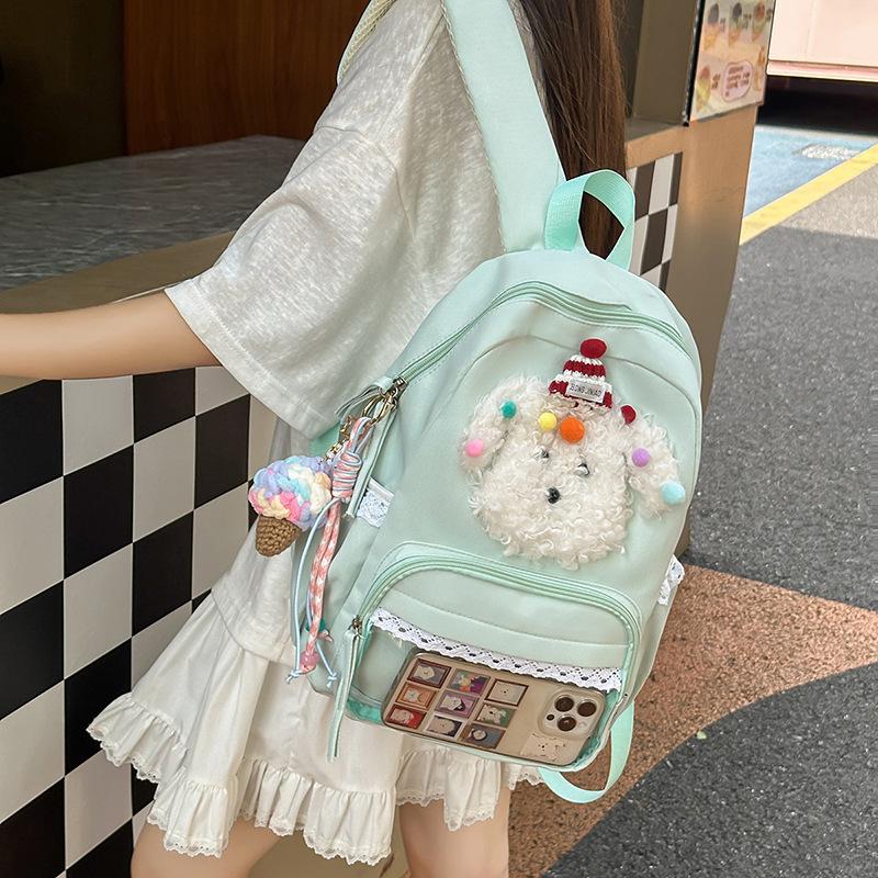 Japanese lightweight student backpack casual versatile backpack transparent pain bag cute cartoon high-value student schoolbag