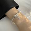 Braccialetto d'Argento Thailandese da Donna Vintage Geometrico Cuore Amore Fortunato Punk Gioielli 2023 Nuovo