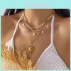 Ensemble de colliers géométriques en acier inoxydable avec cœur en perle et soleil creux pour un style vacances d'été