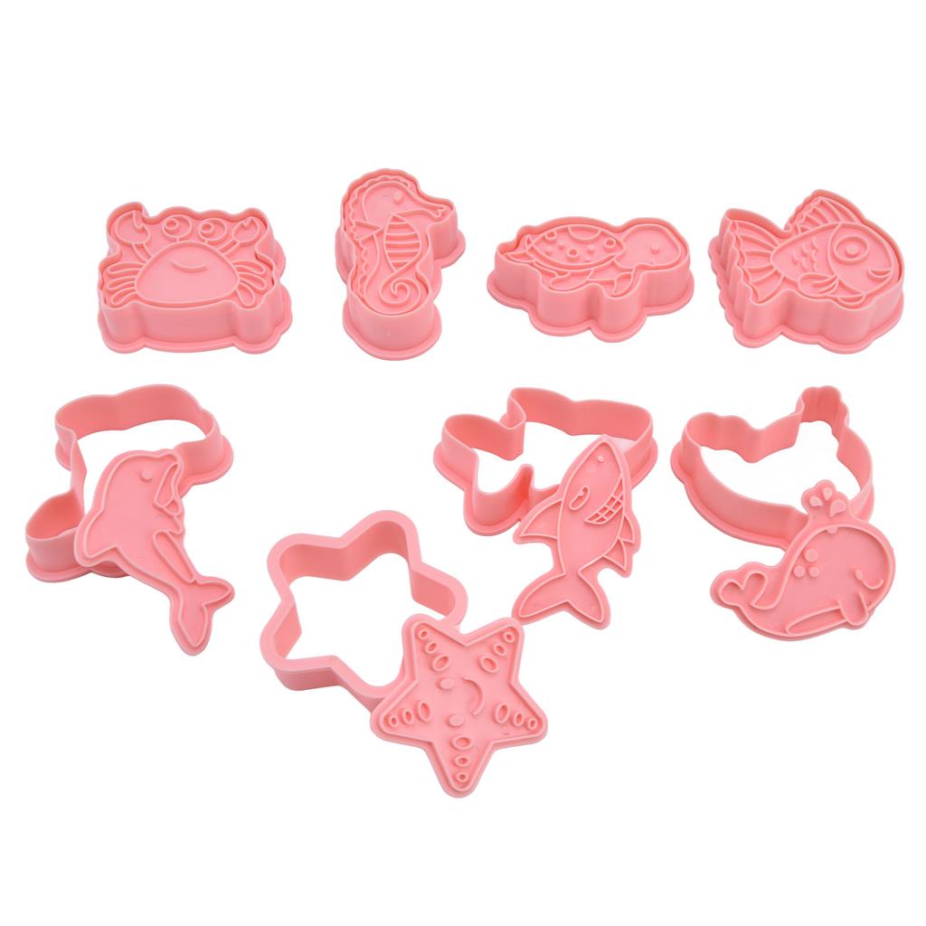Tăietori de fursecuri din plastic cu model de animal marin, 3D, desen animat, presabil, formă pentru copt, pentru patiserie de bucătărie