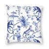45x45cm Blaue Weide Chinesisches Blau-Weißes Porzellan Inspiriertes Kissenbezug Wohnzimmer Kissenbezug Quadratischer Kissenbezug Kissenhülle