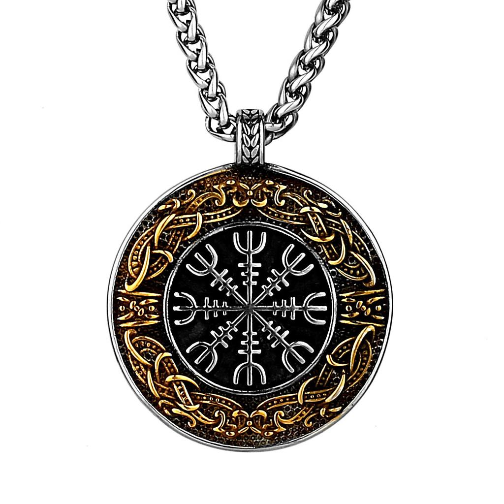 

S925 Серебряное ожерелье с подвеской Viking Vegvisir