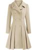 Pink Double Breasted Belted Trench Coat with Notch Lapel and Gold Buttons
