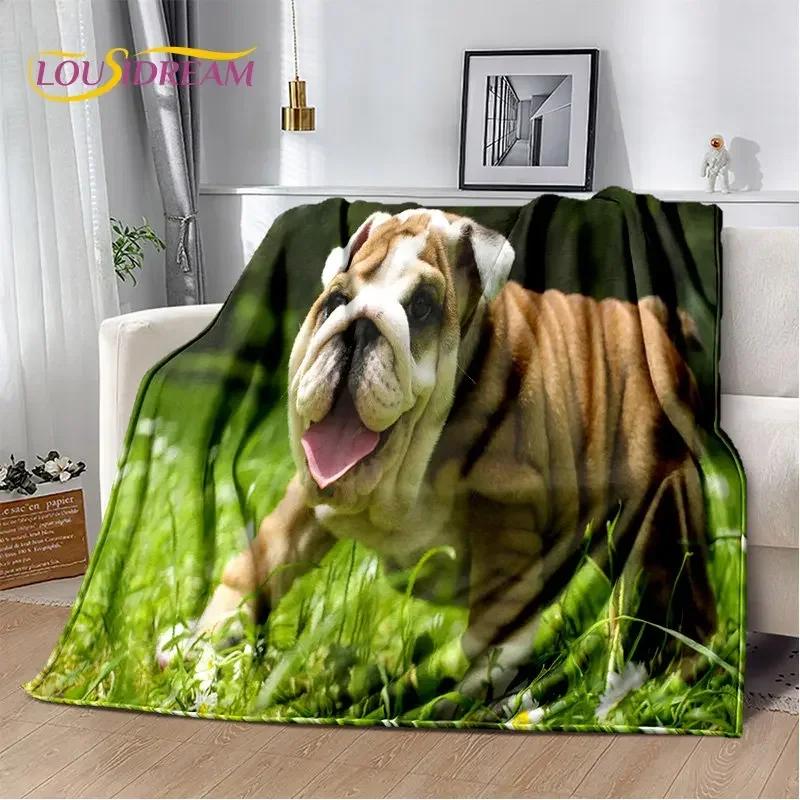 Manta de Felpa Suave para Mascota Perro Pit Bull Francés de Dibujos Animados, Manta de Franela, Manta para Sofá, Cama, Sala de Estar, Dormitorio, Cubierta de Picnic
