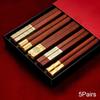 Red Wood 5/6/8/10 Pairs Chinese Chopsticks High Quality Beautiful Tableware Non Slip Sushi Food Grade Kitchen Chopstick Set