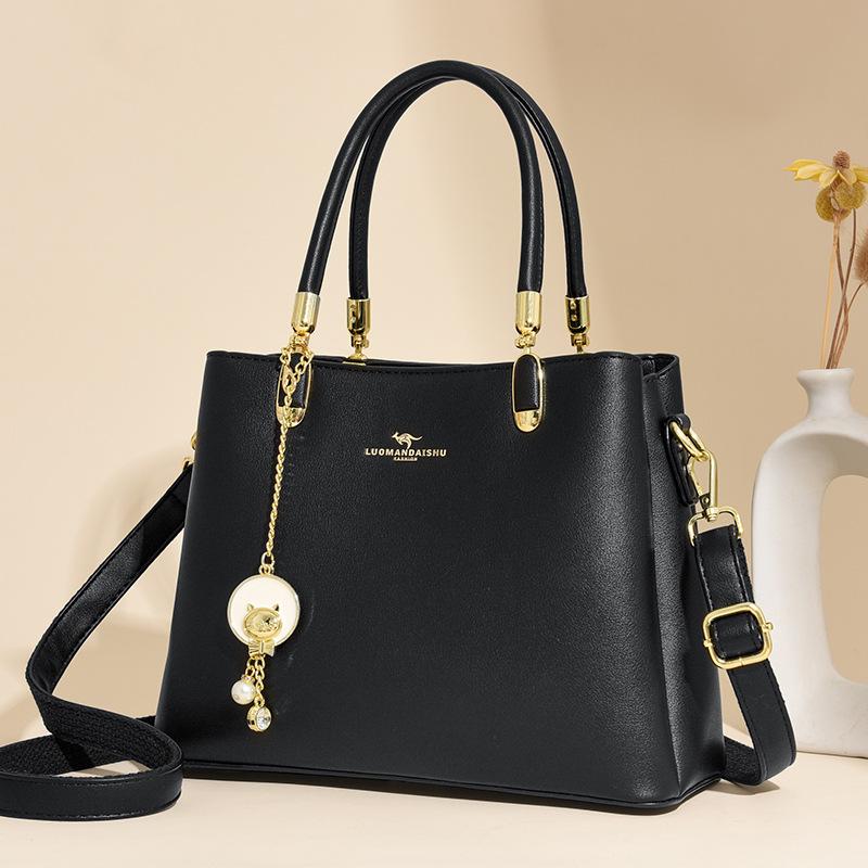 

Женская сумка из мягкой кожи, повседневная модная сумка для мам, сумка через плечо, большая вместительная сумка чёрный