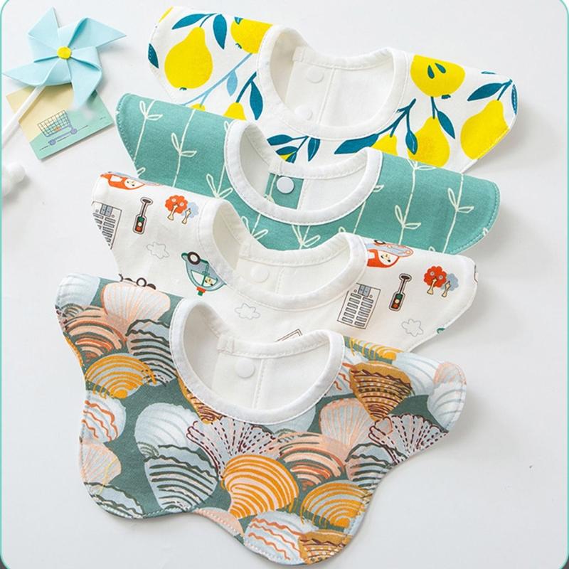 Toddler 360 Degree Rotation Drool Bibs Scarf Baby Infants Feeding Bib Soft Pure Cotton Bandana Waterproof Saliva Towel