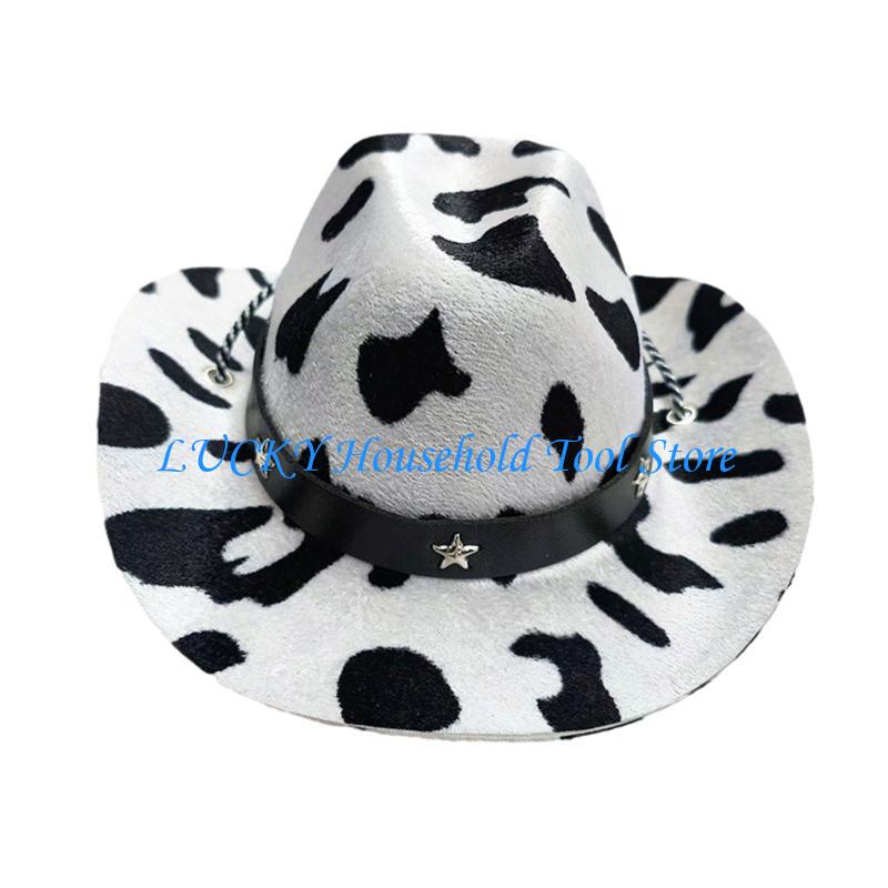 J0MC Pet Hat NewYear Party Photo Hat for Bichons Adjust Belt Dogs Cowboy Hat