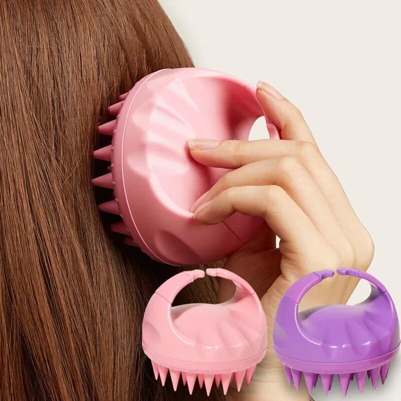 Portable Silicone Shampoo Brush Handheld Round Soft Scalp Massage Brush Bath Massage Brush Hair Shower Brush Comb Hair Care