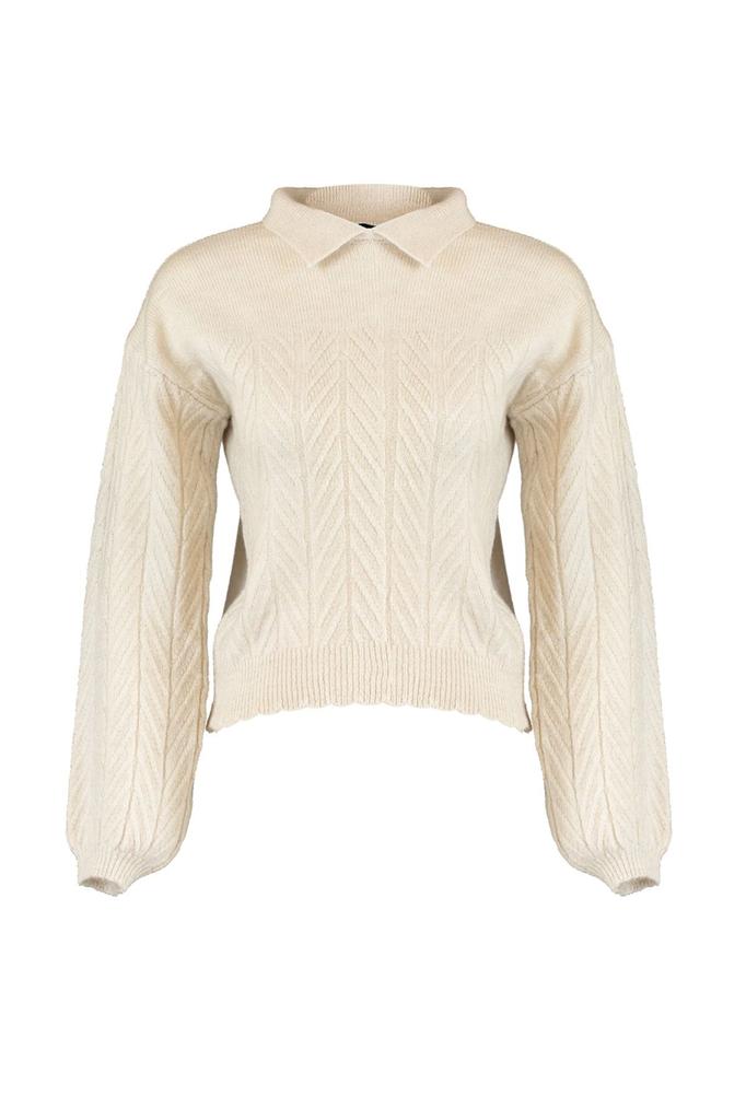 Women's Fashionable Stylish Sweater Orange Wide Fit Soft Textured Hair Braided Knitwear Sweater