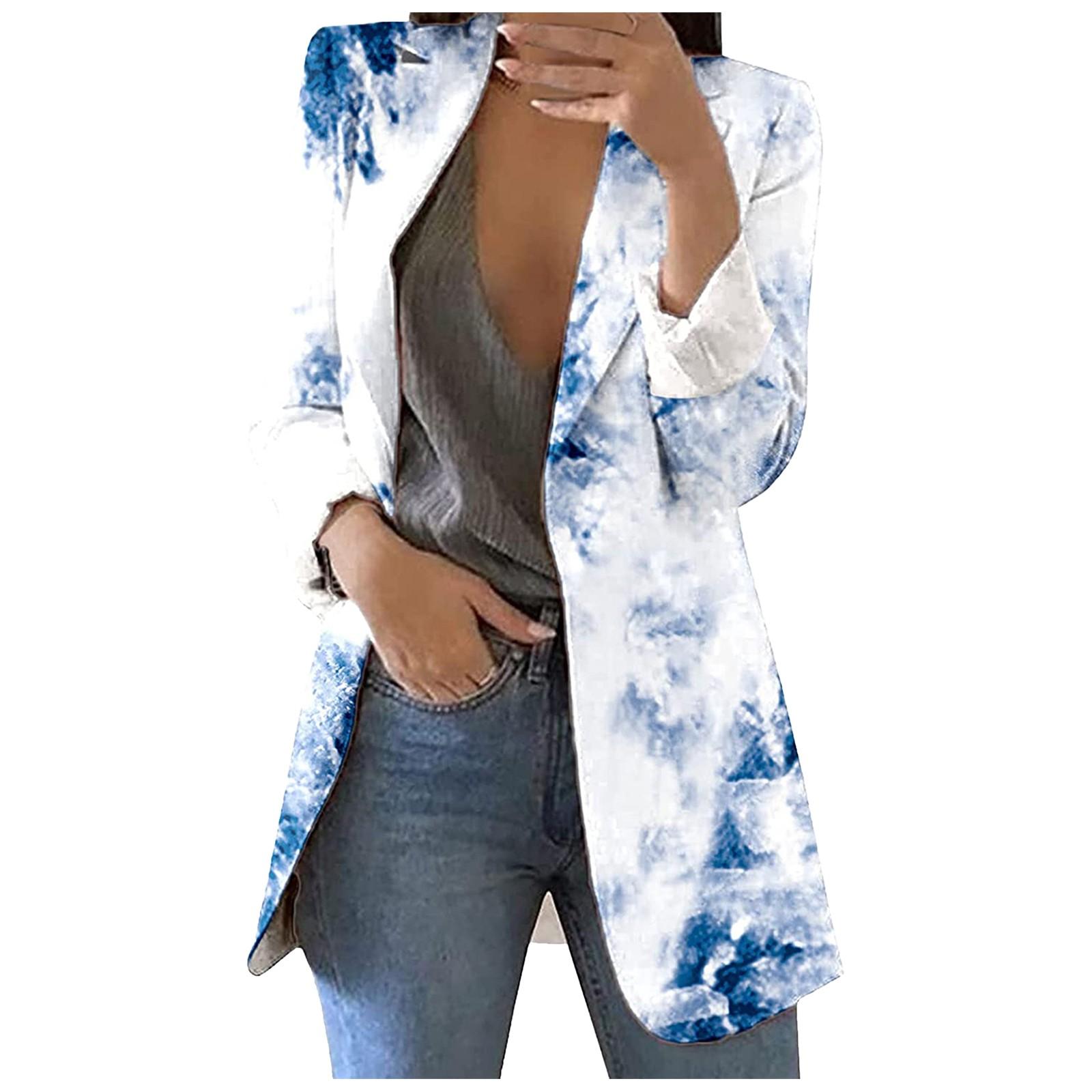 

Женская модная куртка с лацканами и принтом, темперамент, повседневный пиджак S белый