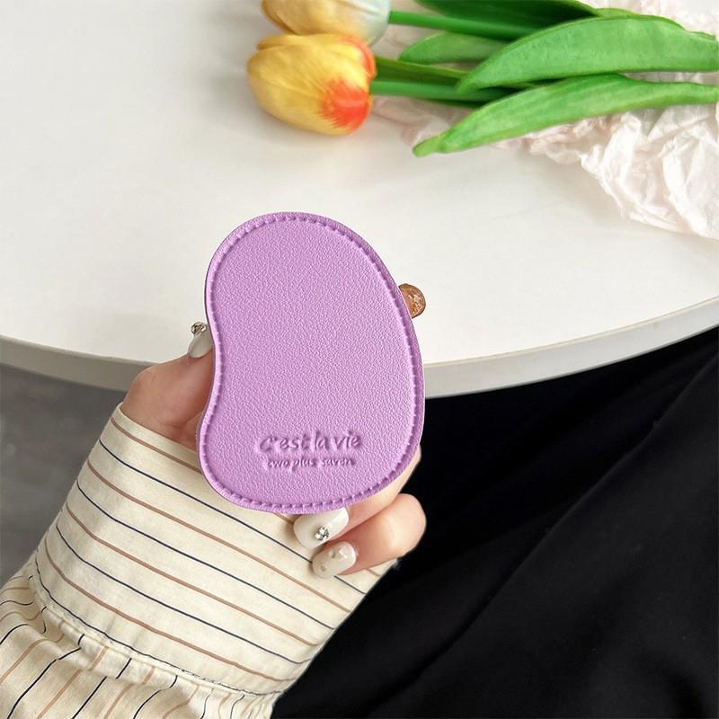 

Solid Color Leather Phone Airbag Holder Adhesive Desktop Mango Shaped Ring Buckle Lazy Watching Support